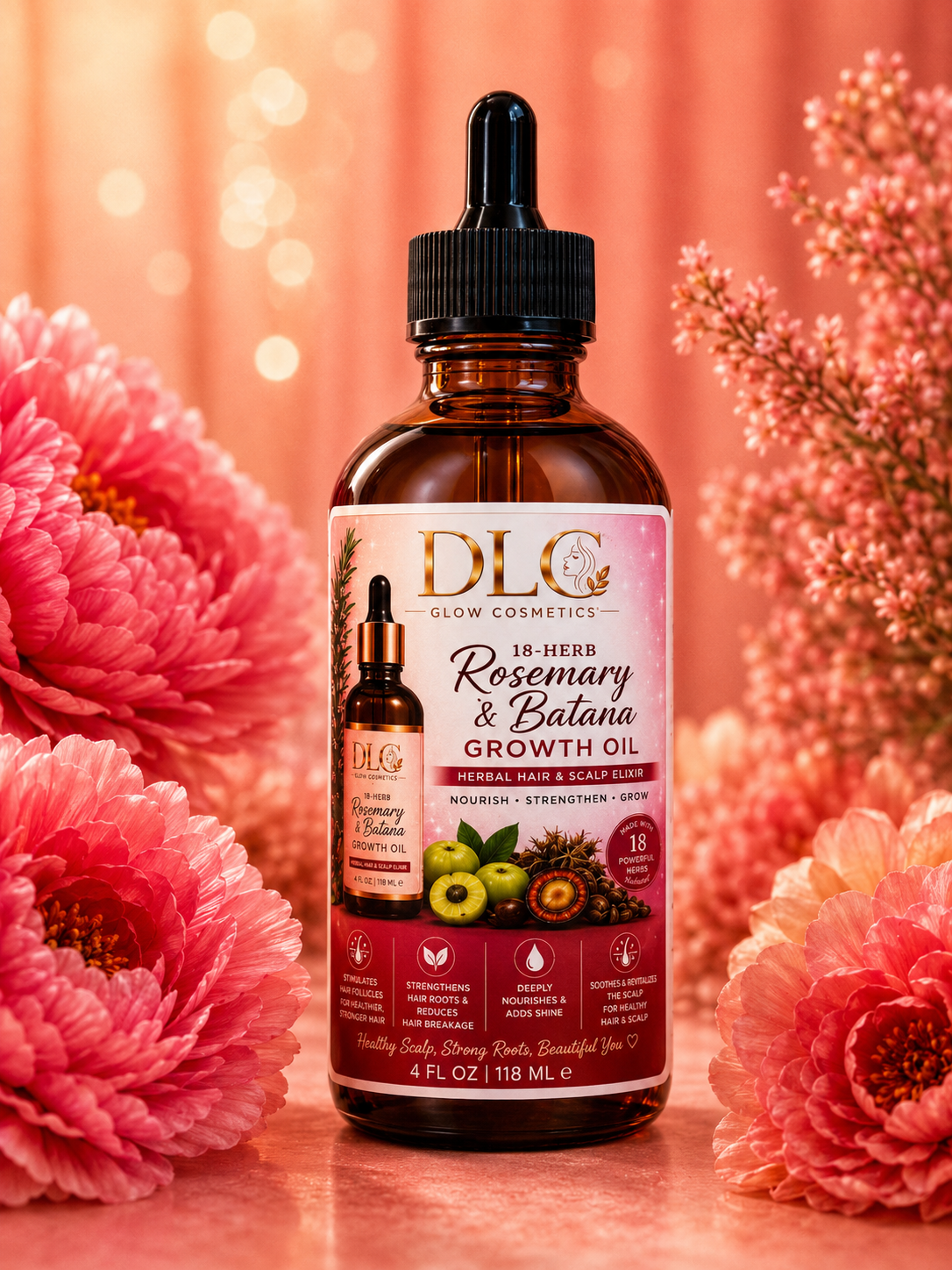 Rosemary & Batana Growth Oil  18-Herb Herbal Hair & Scalp Elixir 4oz